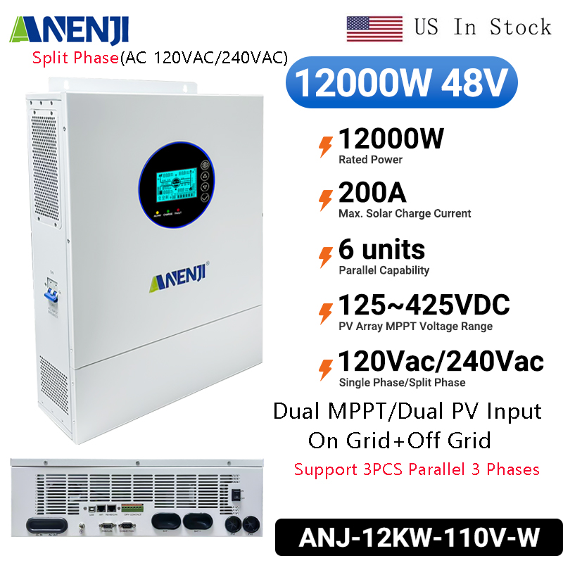 Off Grid Solar Inverter 48V 6000W - ANENJI Inwerter Solarny Hybrydowy 12kW 48V