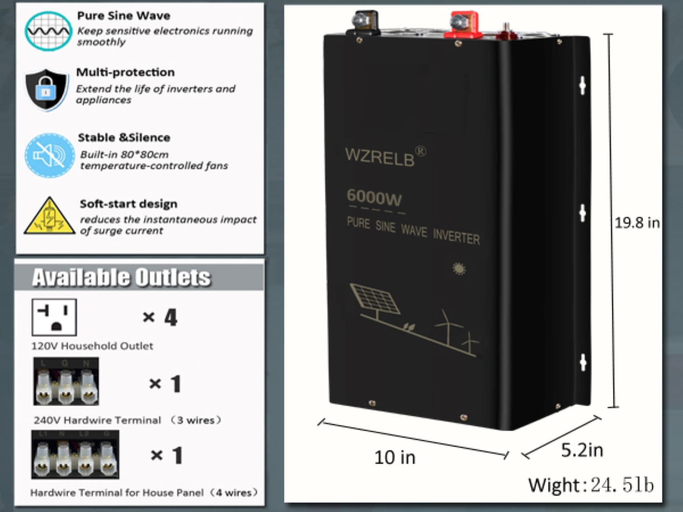 Off Grid Solar Inverter 48V 6000W - Inwerter solarny 6000W Off Grid z