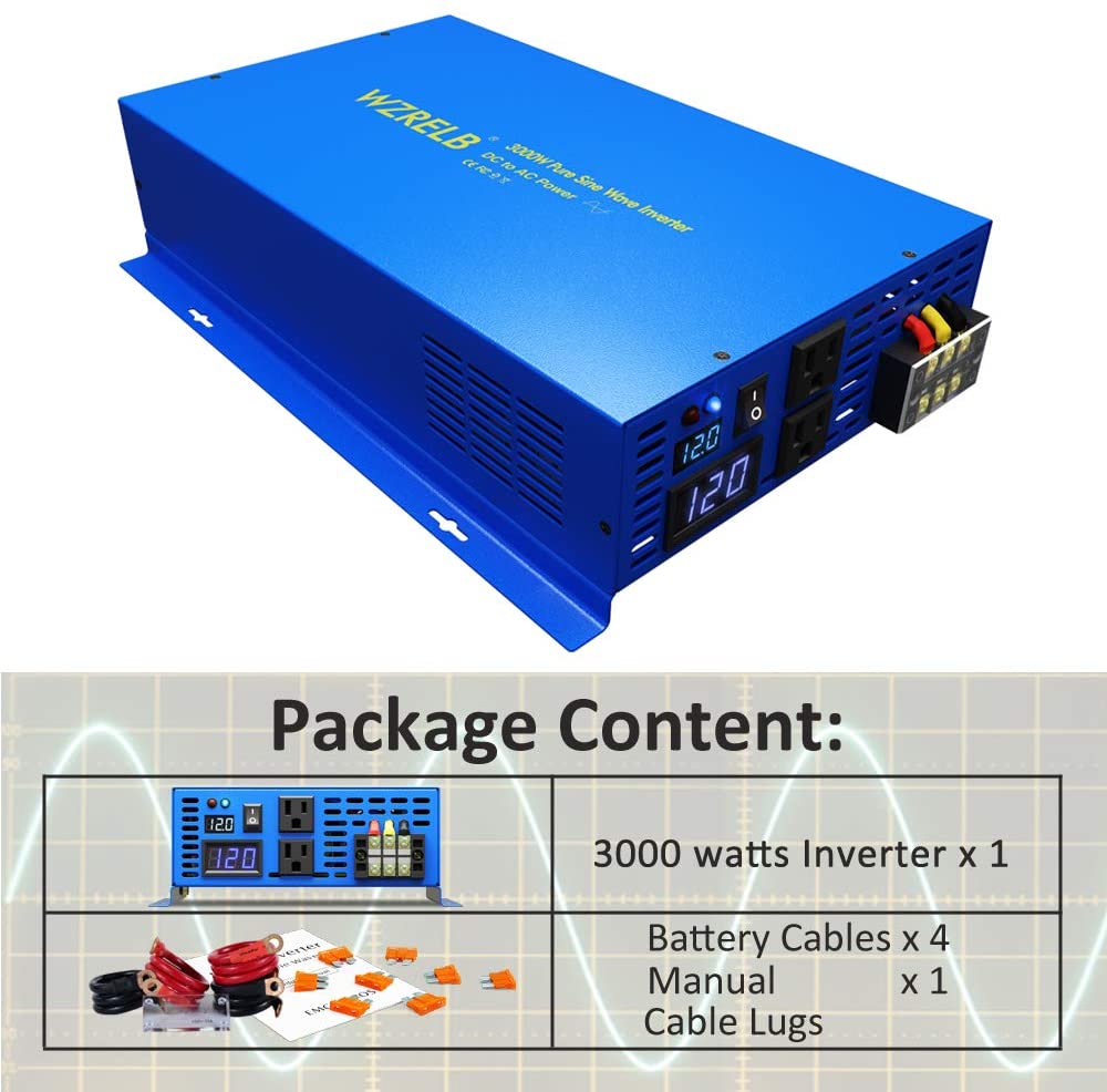 Inverter Pure Sine Wave 60Hz 120V 3000W - Inwerter sinusoidalny 3000W 24V 220V Generator