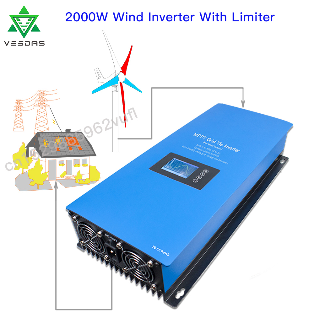 Grid Tie Inverter Limiter 2000W - 1000W 2000W wiatr MPPT na inwerter